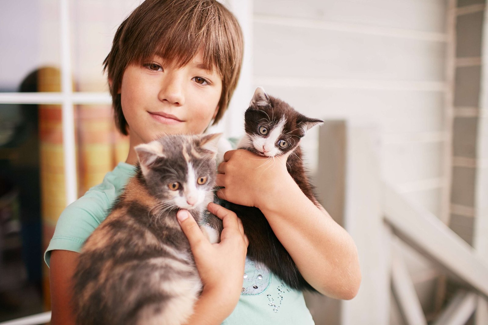 charming-little-boy-holds-two-kitties-his-arms